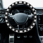 Car Steering Wheel Cover, 14.5"-15" Inch Universal Anti-Slip DurableSteering Wheel Protective Cover, Breathable Auto Interior Decoration Accessories for Sedan SUV Truck (Black White Checkered)