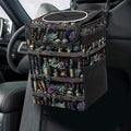 Gothic Witchy Skull Floral Car Trash Can with Lid Collapsible Reusable Waterproof Car Garage Bag,Automotive Garbage Can,Car Accessories Interior Car Organizer