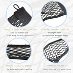 2 Pcs Small Cargo Net, 17.7 ×9.8in Mesh Pocket Elastic Bag | Stretchable Car Net Pocket Storage with 8 Mounting Screws and Hooks for Suv/Car/Truck/RV/Boat
