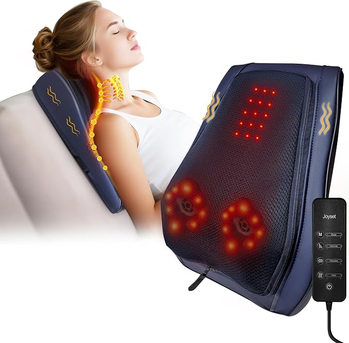 Back Massager with Heat, Shiatsu Chair Cushion for Lower Back | Upper & Lower Back 2-Level Heat, 16 Nodes Bidirectional Deep Kneading, Removable Washable Cover, Universal Fit for Mom, Dad