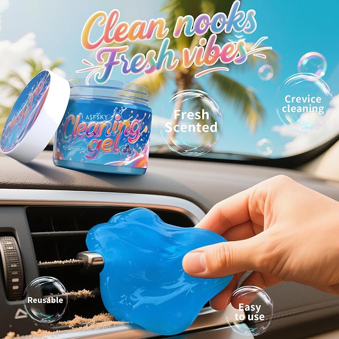 Car Cleaning Gel (Blue,Blueberry) Cleaning Putty Universal Dust Cleaning Car Interior Cleaner Keyboard Dust Remover Car Slime Gifts for Men Women girl（1 pack）