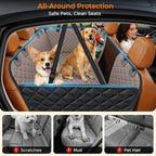 XL Dog Backseat Extender for Full-Size Crew Cab Truck, Hard Bottom Dog Car Seat Cover for Back Seat Holds 400lbs, Waterproof Dog Hammock Pet Rear Seat Protector Travel Bed for F150 / Silverado