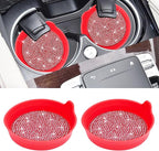 Car Cup Coaster Universal Non-Slip Cup Holders Bling Crystal Rhinestone Car Interior Accessories 2 Pack Red Whole Rhinestone