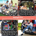 SUV Cargo Liner for Dogs, Water Resistant Pet Cargo Cover Dog Seat Cover Mat for SUVs Sedans Vans with Bumper Flap Protector, Non-Slip, Large Size Universal Fit, Paw Print