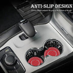 2PCS Bling Crystal Rhinestone Cup Coaster Insert, 2.75 inch Soft Silicone Anti-Slip Shockproof, Car Drink Holder Coaster, Universal Car Interior Accessories for Women (Red & White)