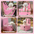 Dog Car Seat for Small/Medium Dogs Up to 35 lbs – Patented Safety System, 5" Memory Foam Pet Booster Car Seat, Fully Detachable and Washable Dog Carseat with 2 Storage Pockets (Pink)