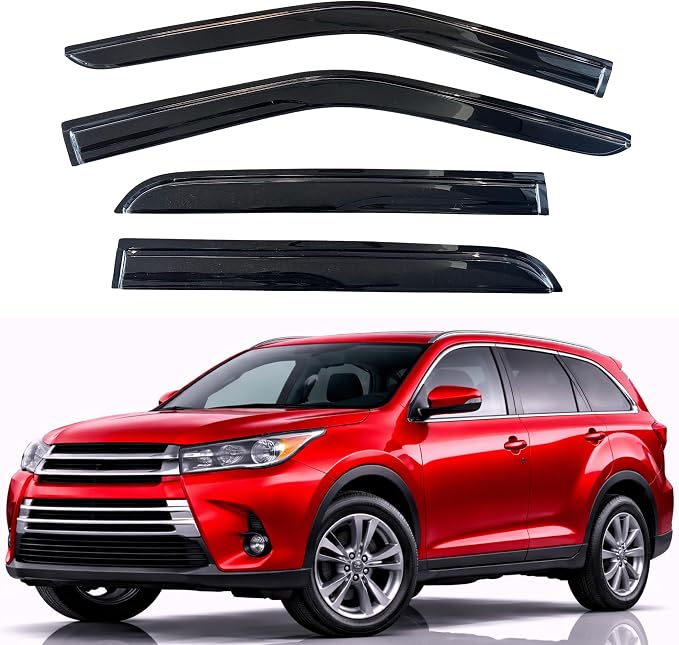 KPY Rain Guards Fit for 2014-2019 Toyota Highlander, Out-Channel Window Visors Vent Wind Deflectors 4PC, Car Accessories for 14-19 Highlander