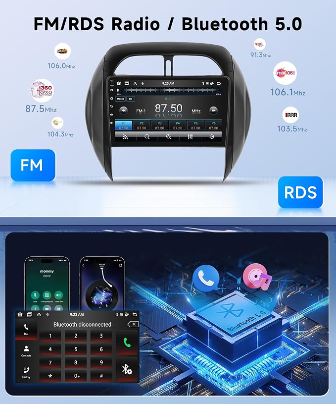 8Core 4+64G Car Stereo for Toyota RAV4 2003 2004 2005 Wireless Carplay Android Auto,9 inch 1280 * 720P IPS Touch Screen Radio, Android/GPS/WiFi/32EQ DSP Audio/Bluetooth/SWC/Backup Camera