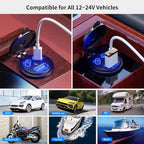 12V USB Outlet Car Charge, 108W Super Fast Dual Charging Port | PD3.0 & QC3.0 3-Port Port for Car, USB C Cigarette Lighter Replacement 12V Socket Waterproof for Marine Motorcycle RV Golf