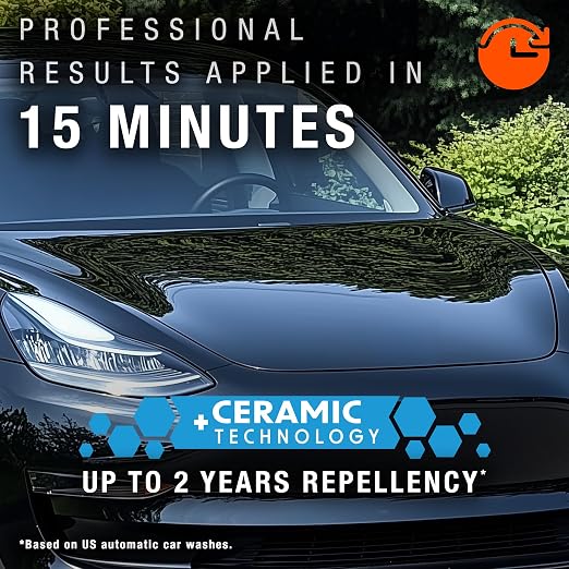 Glass Restore & Repel Kit, Two Step Regimen for Car Windshield, Includes Polishing Compound, Ceramic Sealant, Precision Applicator Tool, and 2 Reusable Sponges