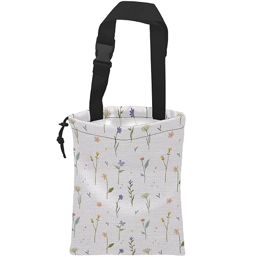 Car Trash Bag Wildflowers Car Garbage Bag Hanging Car Trash Can for Back Seat with Drawstring