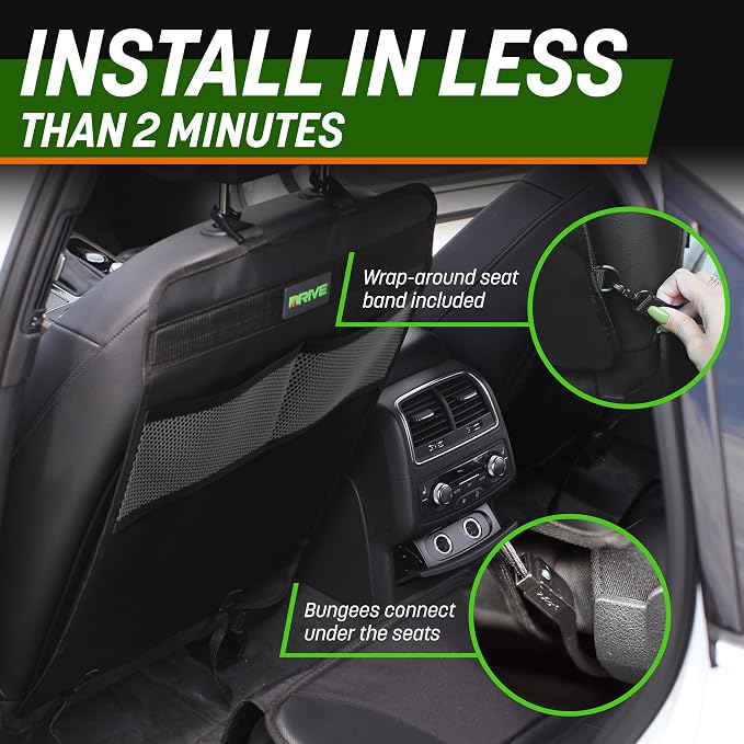 AUTO PRODUCTS - 2 Pack Car Seat Back Protectors, Reversible Kick Mats - Black