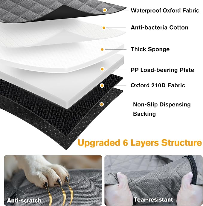 Back Seat Extender for Dogs, Hard Bottom Dog Car Seat Cover - Supports 400lbs, Rear Seat Pet Cover with Mesh Window, Waterproof Dog Hammock for Car SUV
