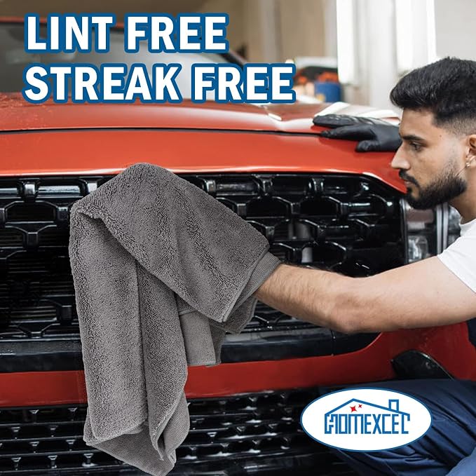 Professional Large Microfiber Car Drying Towels 4 Pack, Lint Free, Scratch Free, Highly Absorbent Drying Towel for Cars, SUVs, RVs, Trucks, and Boats,31" x 24 ",Grey