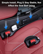 Car Seat Gap Filler, 2 PCS No Drop Seat Guard Drop Seat Gap Fillers Between Seat and Console Stop Things from Dropping Phone and Key Storage (BLACK-01)