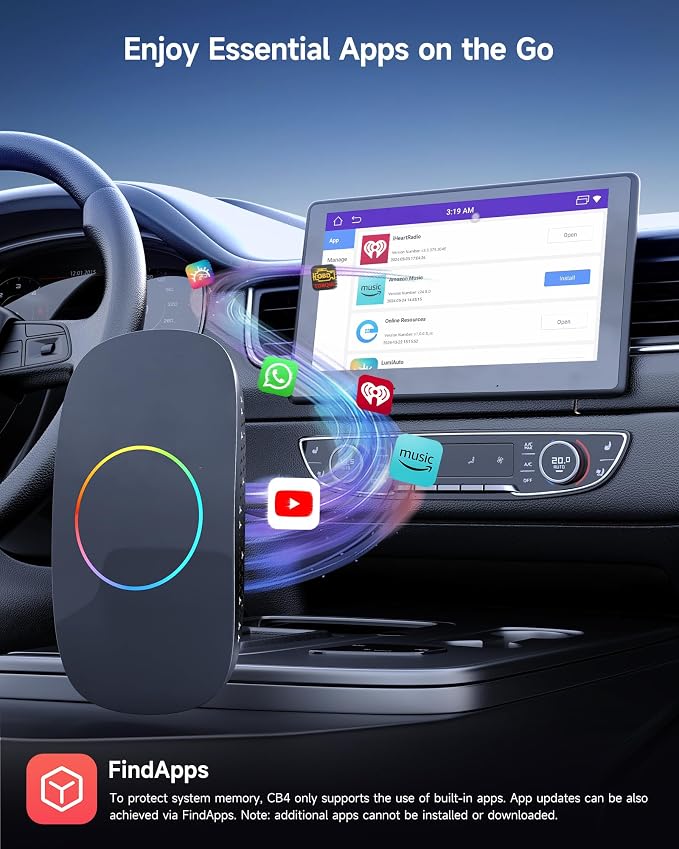 Wireless Carplay Adapter - Magic AI Box CarPlay Android Auto Wireless, Dual Wi-Fi & BT, Gen AI, HDMI Output, USB Playback, OBD, Video Box for YouTube, Netflix, Prime Video, Spotify CB4BT