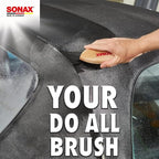 Textile & Leather Brush | Professional Interior Cleaning Brush for Fabric Upholstery Alcantara & Leather Surfaces | Durable, Ergonomic Car Detailing Tool | 416741