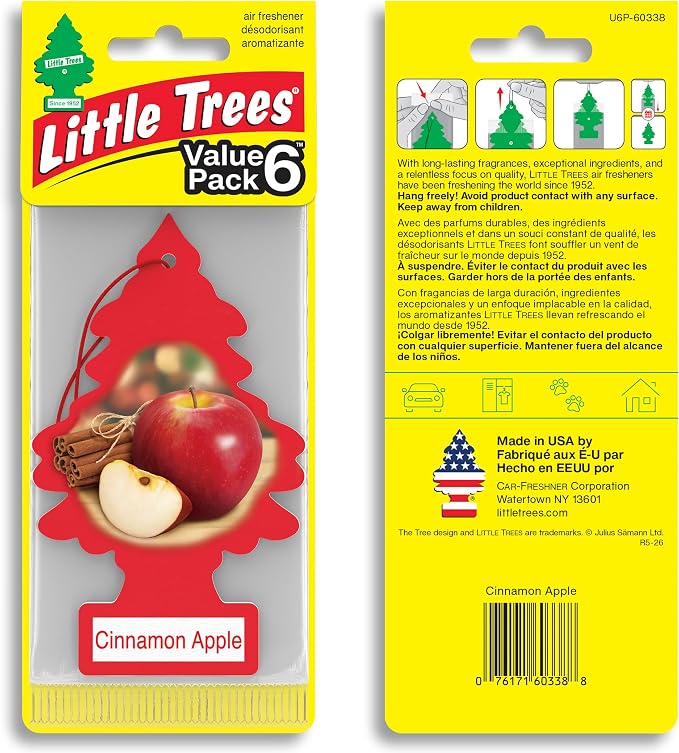 Car Air Freshener | Hanging Tree Provides Long Lasting Scent for Auto and Home | 24 Air Fresheners |Cinnamon Apple
