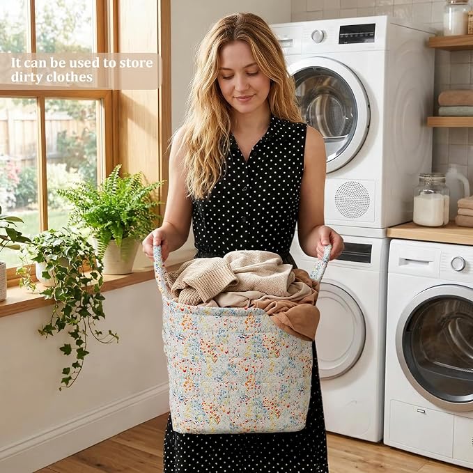 Floral Fabric Storage Basket Car Interior Storage Basket Underwear Sundries Laundry Baskets Supplies Home Organizer Bag (style 1)
