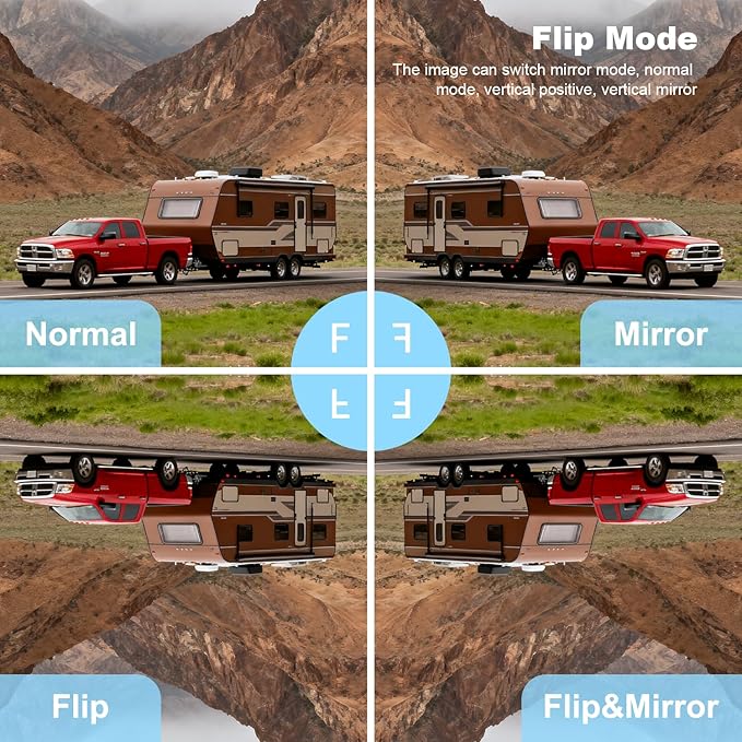 VTimes 3-Camera Wireless RV Backup System, RV Backup Camera with 7'' HD Monitor for Truck, 4 Channels Split Screen, BSD Alert, 984FT Signal Range, IP69K Waterproof IR Night Vision, DIY Guide Lines