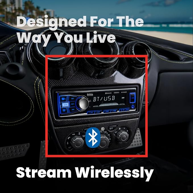 611UAB Car Stereo - Single Din, Bluetooth, No CD DVD Player, AM/FM Radio Receiver, Aux Input, USB