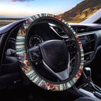 Auto Steering Wheel Cover Unviersal 15 Inch Steering Wheel Wrap Cover 4th of July Auto Interior Accessories Decor for All Seasons, Aztec Eagle US Flag