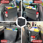 Upgrade Car Seat Organizer Backseat with Storage Pockets, Multipurpose Car Organizer Hanging, Car Trash Bag Can,Premium PU Leather Garbage Can 2.14 Gallon Large Capacity, Black.