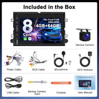 8 Core 4G+64G Car Radio for Ford F150 2004-2008: CarPlay Android Auto | Upgrade Android 15, BT, WiFi 6, GPS, AM, FM, RDS, 36EQ, SWC, 1080P Backup Camera