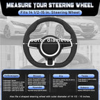 D Shaped Steering Wheel Cover for 14.5-15 inch Flat Bottom Wheels, Breathable Perforated Microfiber Leather, Anti-Slip Grip, Universal Fit for Cars & SUVs, Black and Blue