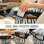5 Pcs Fuzzy Animal Print Car Accessories Set, Soft Fluffy Plush Steering Wheel Cover, Center Console Armrest Pad & Rearview Mirror Cover - Interior Decorations for Women,Universal Fit (Zebra Print)