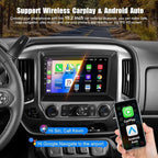 10.2 Inch QLED Carplay Screen for Chevrolet Silverado & GMC Sierra 2014-2018(Without Bo-se System),Android 13 Silverado Radio Stereo Support Wireless Carplay &Android Auto,Bluetooth&GPS,2+64GB