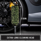 VIKING Wheel Barrel Brush, Multi-Fiber Cleaning Brush for Car Cleaning Kit and Car Detailing Kit, Clean Exhaust Tips, Wheels, and Rims; 17 Inch Length, Black and Green, 1 Pack