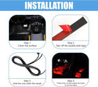 Car LED Strip Light, 24 LED 12V USB Port, Red | RGB Neon Auto Interior Atmosphere Lights, Under Dash Ambient Night Light, Universal Decorative Lamp Accessory for Car Truck