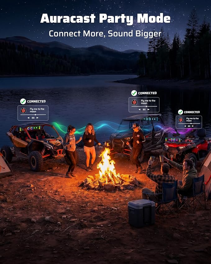 34 Inch UTV Sound Bar, IP66 Waterproof Bluetooth Golf Cart Sound Bar, ATV SoundBar with RGB Lighting, Amplified Powersports SXS SoundBar, UTV Speakers Compatible with Polaris RZR Can-Am