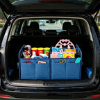 AOKJOY Car Trunk Organizer Car Storage Organizer Collapsible Multi Compartment Car Organizer Adjustable Straps Car Organizer for SUV(Slate Blue)