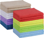 Microfiber Cleaning Cloth, 24 Pack Absorbent Cleaning Rags with 8 Color Assorted,Lint-Free Cleaning Towels for Car Kitchen House, 12"X11" (Multi-Color)