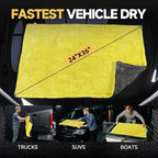 Microfiber Towels for Cars Drying Towel - 36"x24", Streak-Free Double-Sided Ultra Absorbent Bath Towels, Edgeless Design for Car Detailing Cleaning & Household