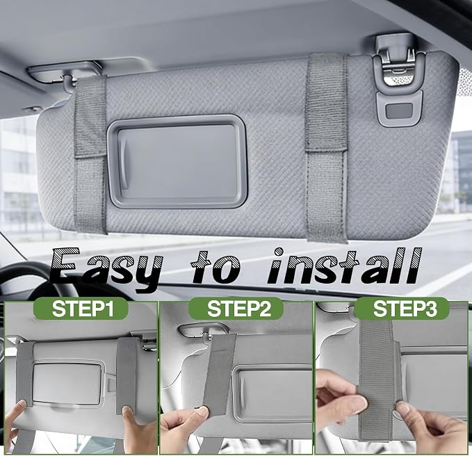Car Sun Visor Organizer, Tactical Molle Panel Visor Storage Organizer with Sunglasses Holder for Police Gear & Overland Accessories, Universal Fit for Trucks, SUVs, Jeeps & Patrols, Grey