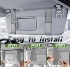 Car Sun Visor Organizer, Tactical Molle Panel Visor Storage Organizer with Sunglasses Holder for Police Gear & Overland Accessories, Universal Fit for Trucks, SUVs, Jeeps & Patrols, Grey