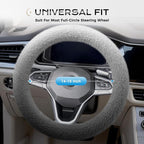 Coverado Steering Wheel Cover, Anti-Slip Fluffy Car Steering Wheel Cover for Winter Warm, Universal 14-15 inch, Soft Plush, No Odor, Luxurious Decoration for Women Men, Gradient Gray
