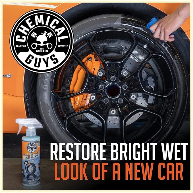 Tire Kicker Extra Glossy Tire Shine Spray, 16 fl oz | Includes foam applicator; works on rubber, vinyl and plastic; for cars, trucks, motorcycles, RVs and more