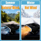 12V Portable Car Heater & Defroster, 200W Fast Heating 360° Rotatable Windshield Defogger Plug into Cigarette Lighter (Black Silver)