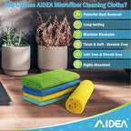 AIDEA Microfiber Cleaning Cloth, 400PK, Soft Absorbent Rags, Microfiber Towels for Cars, Kitchen Towels, Dusting Cloth for Home, Window, Cleaning Supplies, 12"×12"