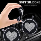 2-Pack Silicone Car Cup Holder Coasters – 2.75 Inch Non-Slip Insert, Universal Shock-Proof Holder Liner for Auto Interior (Black & White Diamond)