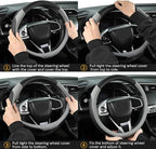 Customized Auto Car Steering Wheel Cover for Honda Accord Civic CR-V HR-V Pilot Fit Passport Odyssey 14.5-15inch(Black+Gray-Standard Size)