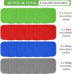 20 Pack Windshield Cleaner Microfiber Pads Fit Car Window Cleaning Tool Replaceable Glass Wipes Inside Car Windshield Supplies, Fits 4-6 Inch Tools, 4 Colors