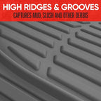 2 Piece Front Car Floor Mats- Gray FlexTough Contour Liners-Deep Dish Heavy Duty Rubber Floor Mats for Car SUV Truck & Van-All Weather Protection, Universal Trim to Fit