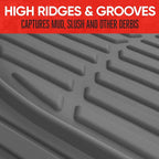 FlexTough Floor Mats for Cars, Gray Deep Dish All-Weather Mats, Waterproof Trim-To Fit Automotive Floor Mats for Trucks SUV, Universal Liner Car Accessories