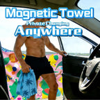 Magnetic Beach Towel | Extra Wide & Enhanced Magnet (75"x40"), Sand-Free Quick-Dry Microfiber for Car Door Changing, Beach, Pool | Includes Storage Bag, Travel & Camping (Colorful Fish Carnival)
