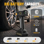 21V Cordless Portable Tire Inflator – Fast Inflation, 160PSI Air Compressor, Rechargeable Battery & 12V Car Adapter, Digital Pressure Gauge, Air Pump for Car, SUV, Motorcycle, Bike, Ball